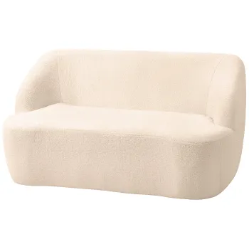 HOMCOM Canape 2 places canape en tissu bouclette 142 cm cu spatar si sezut curbat, fara asamblare necesara, bej | Aosom Romania imagine