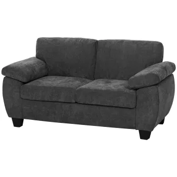 HOMCOM Canapea 2 locuri, 156 cm canapea chenille cu perne groase cu arcuri, brate late captusite, capacitate 300 kg, Gri inchis | Aosom Romania imagine