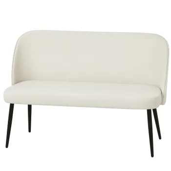 HOMCOM Canapea 2 locuri, canapea tapitata moderna cu cadru din metal si lemn, tapiterie cu aspect de catifea, bej | Aosom Romania imagine