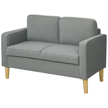 HOMCOM Canapea 2 locuri cu spatiu de depozitare si picioare solide din lemn, pentru living, dormitor, 117 x 63 x 79 cm, Gri deschis | Aosom Romania imagine