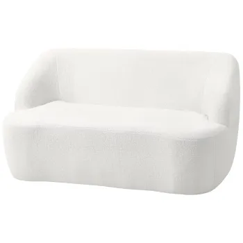 HOMCOM Canapea 2 Locuri, Design Curbat, Canapea cu Material Textil Moale, pentru Living, Dormitor, Birou la Domiciliu, Crem | Aosom Romania imagine