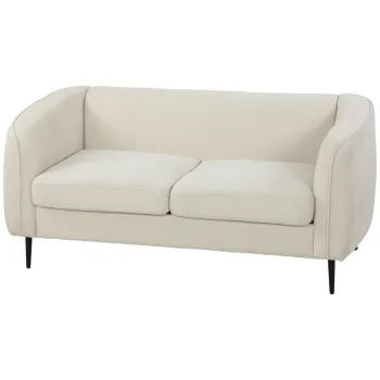 HOMCOM Canapea 2 locuri din catifea, canapea de living moderna 160 cm, sezut larg captusit, perna groasa cu arcuri, bej | Aosom Romania imagine