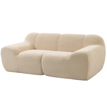 HOMCOM Canapea 2 locuri din chenille, canapea de living 174 cm, sezut si brate late tapitate, complet comprimat, bej | Aosom Romania imagine