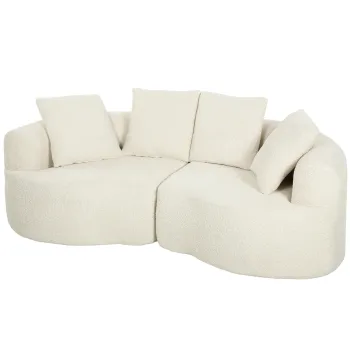 HOMCOM Canapea 3 locuri 207 cm Cloud Sofa cu aspect chenille, 4 perne decorative pentru dormitor, montaj fara scule, crem | Aosom Romania imagine