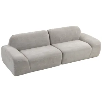 HOMCOM Canapea 3 Locuri cu Sezut Larg si Tapiterie Chenille, Spuma, 244x95x70 cm, Gri Deschis | Aosom Romania imagine