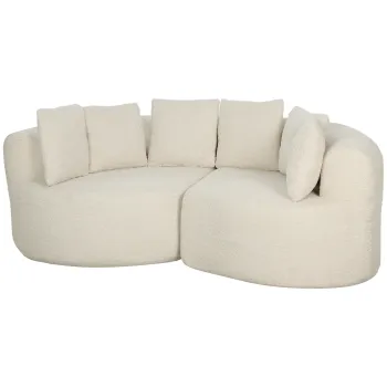 HOMCOM Canapea 3 locuri curbata din chenille 188 cm, canapea pentru living cu sezut adanc, 6 perne, umplutura groasa, crem | Aosom Romania imagine
