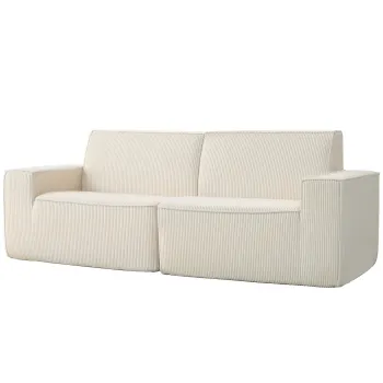 HOMCOM Canapea 3 locuri din catifea cordonata 230 cm, canapea moderna, fara montaj necesar, bej | Aosom Romania imagine