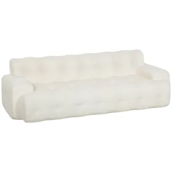 HOMCOM Canapea 3 locuri din chenille 211 cm, canapea living, sezut adanc, livrat comprimat fara asamblare, crem | Aosom Romania imagine