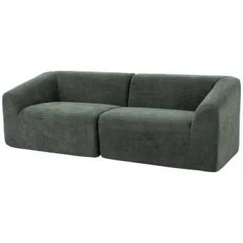 HOMCOM Canapea 3 locuri din chenille 225 cm, canapea de living moderna captusita, sezut lat, perna cu arcuri, verde inchis | Aosom Romania imagine