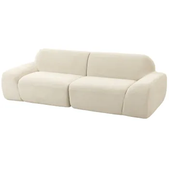 HOMCOM Canapea 3 locuri din chenille 244 cm, canapea moderna pentru living, sezut si bratare late, arcuri individuale (pocket), crem | Aosom Romania imagine