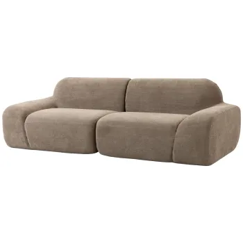 HOMCOM Canapea 3 locuri din chenille 244 cm, canapea moderna pentru living, sezut si cotiere late, arcuri pocket, maro deschis | Aosom Romania imagine