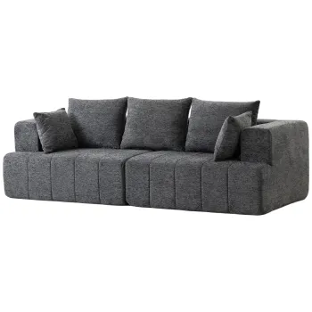 HOMCOM Canapea 3 locuri din chenille 248 cm, canapea living moderna, sezut lat tapitat, perne cu arcuri, gri | Aosom Romania imagine