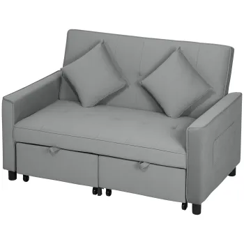 HOMCOM Canapea 4-in-1, Canapea reglabila, Canapea-pat, cu perne, husa din material textil, pentru living, dormitor, Gri | Aosom Romania imagine