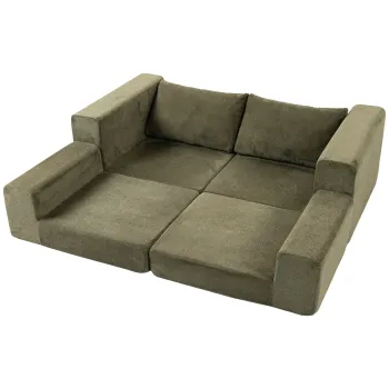 HOMCOM Canapea Convertibila 2 locuri 4-in-1, Canapea-Pat Comprimata din Chenille 208 cm cu Sezut Lat, 2 Perne, Verde | Aosom Romania imagine