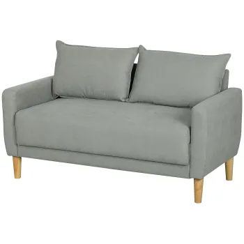 HOMCOM Canapea cu 2 Locuri, Brate, Compartiment de Depozitare si 2 Perne, 140x72x82 cm, Gri | Aosom Romania imagine