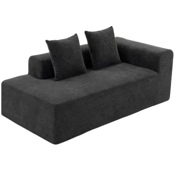 HOMCOM Canapea cu 2 locuri din chenille cu 2 perne sezut cu arcuri fara montaj 71,5x91,5x83 cm Gri inchis | Aosom Romania imagine