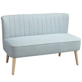 HOMCOM Canapea cu 2 Locuri din Material Textil fara Brate, Canapea cu Picioare din Lemn, 117x56,5x77 cm, Verde | Aosom Romania imagine