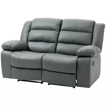 HOMCOM Canapea cu 2 locuri, inclinabila 135? si tapitata cu spatar despicat si suport pentru picioare incluse, gri | AOSOM RO imagine