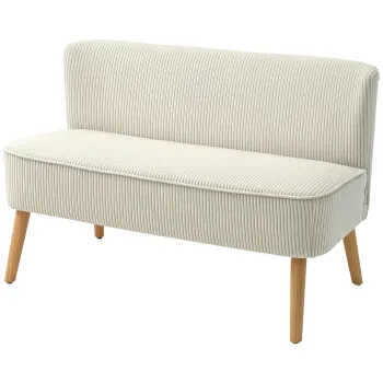HOMCOM Canapea cu doua locuri, umplutura moale, husa usor de intretinut, pana la 150 kg, 117 x 56,5 x 77 cm, Alb crem | Aosom Romania imagine