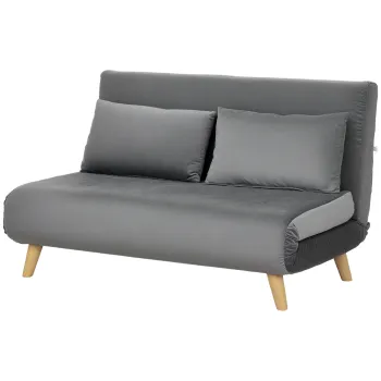 HOMCOM Canapea cu functie de dormit Canapea de relaxare Sofa Canapea, inclusiv 2 perne, aspect de catifea, 130 x 78 x 79 cm, Gri | Aosom Romania imagine
