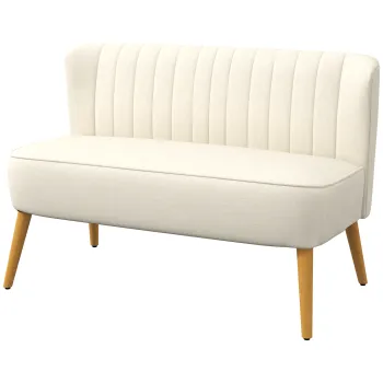 HOMCOM Canapea de 2 locuri, captuseala moale, husa usor de intretinut, pana la 150 kg, 117 x 56,5 x 77 cm, crem | Aosom Romania imagine