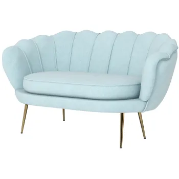 HOMCOM Canapea de 2 Locuri cu Brate, Canapea Moderna cu Sezut Captusit pentru Dormitor si Sufragerie, 130x77x77 cm, Albastru | Aosom Romania imagine