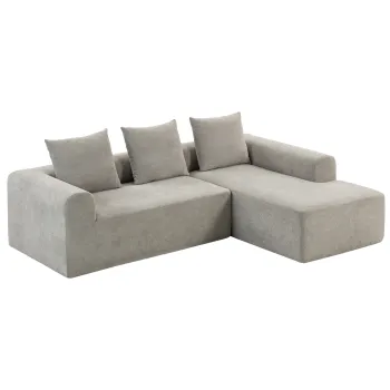 HOMCOM Canapea de Colt cu 3 Locuri, Fara Cadru, pentru Living, Gri Deschis | Aosom Romania imagine