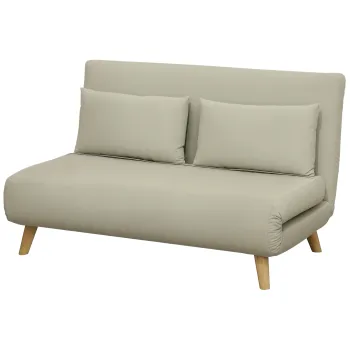 HOMCOM Canapea de dormit Canapea de relaxare Canapea Canapea, inclusiv 2 perne, Material de Catifea, 130 x 78 x 79 cm, Bej | Aosom Romania imagine