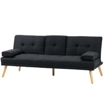 HOMCOM Canapea Extensibila cu 3 Locuri, 2 Brate Detasabile si Suport pentru Pahare, 181x77x78 cm, Gri | Aosom Romania imagine