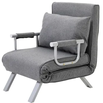 HOMCOM Canapea Extensibila cu Pozitie Reglabila in 5 Niveluri, Canapea pliabila cu perna, 65x69x80 cm, Gri imagine