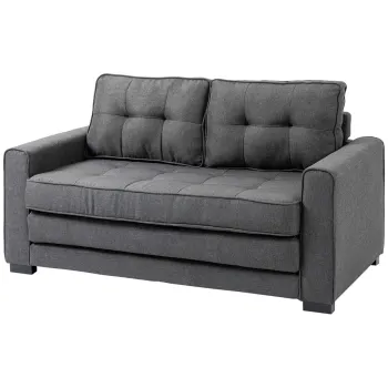 HOMCOM Canapea Extensibila Pat de 2 Locuri Canapea din Material Textil cu Functie de Pat Set de Canapele Tip Poliester Lin Lemn Cautiucat Gri 147,5 x 75 x 85 cm | Aosom Romania imagine