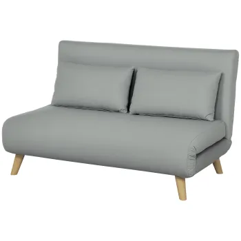 HOMCOM Canapea extensibila Relaxsofa Sofa, inclusiv 2 perne, aspect de catifea, 130 x 78 x 79 cm, Gri deschis | Aosom Romania imagine