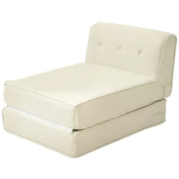 HOMCOM Canapea-lit pliabil cu spatar capitonat, fotoliu convertibil, pat suplimentar, salon, birou, alb crem | Aosom Romania imagine