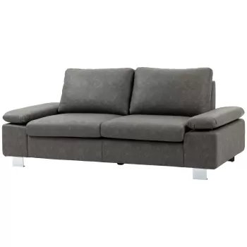 HOMCOM Canapea moderna dubla de lux cu 2 locuri, canapea tapitata cu brate reglabile pentru camera de zi, birou, gri | AOSOM RO imagine