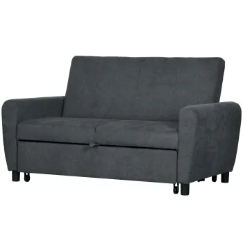 HOMCOM Canapea Pat cu 2 Locuri si 2 perne, Canapea Pat cu Spatar Reglabil pe 3 Nivele, 148x87x88 cm, Gri | Aosom Romania imagine