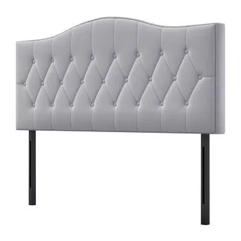 HOMCOM Cap de pat pentru pat, tapitat, cap tapitat pentru pat, culoare gri, placaj de pappel, material textil din catifea, 185 x 8 x 134 cm | Aosom Romania imagine