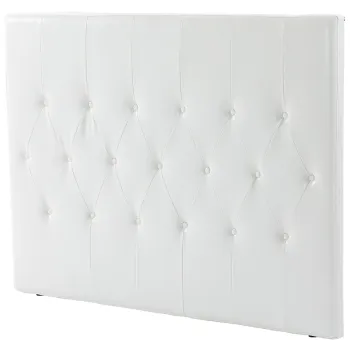 HOMCOM Capatai Pat Matrimonial Capitonata cu Design cu Nasturi, Spatar Pat din Piele PU si MDF, 160x7x120 cm, Alb | Aosom Romania imagine