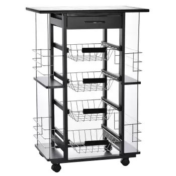 HomCom carucior bucatarie, cosuri detasabile, 57x37x83cm | AOSOM RO imagine