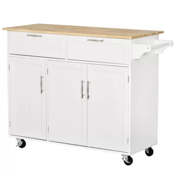 HomCom carucior bucatarie multifunctional, 121x46x91 cm, alb | AOSOM RO imagine