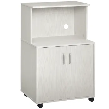 HOMCOM Carucior carucior cuptor cu microunde dulap 2 usi - dim. 60,4L x 40,3l x 97H cm - alb | Aosom Romania imagine