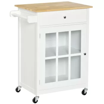 HomCom carucior de bucatarie, multifunctional, 67x48x86.5cm, alb | Aosom Ro imagine