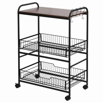 HOMCOM Carucior de Bucatarie pentru Alimente dulap in Stil Industrial, mobila pentru bucatarie, dulap cu roti | AOSOM RO imagine