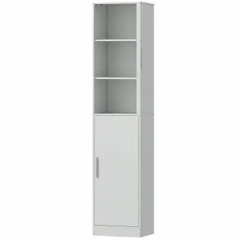 HOMCOM Coloana de baie 6 nivele, Dulap de depozitare ingust, 2 usi si 4 rafturi reglabile, 40x35x180cm, Verde | Aosom Romania imagine