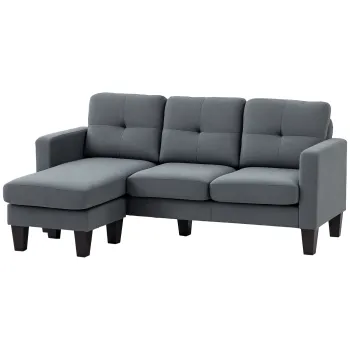 HOMCOM Coltar in forma de L, Sezlong reversibil, Canapea cu blouse, Gri Inchis | Aosom Romania imagine