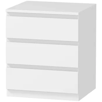 HOMCOM Comoda 3 sertare cu inchidere silentioasa Comoda pentru living Birou Stil modern 45x40x52,8 cm Alb | Aosom Romania imagine