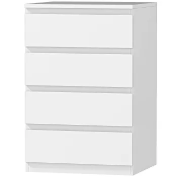 HOMCOM Comoda 4 sertare cu inchidere silentioasa Comoda pentru sala birou Stil modern 45x40x68 cm Alb | Aosom Romania imagine