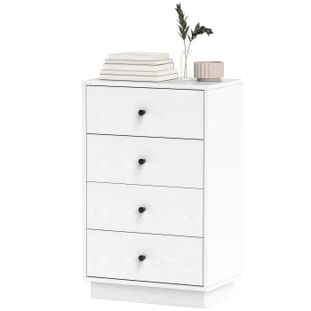 HOMCOM Comoda 4 sertare moderna, mobilier de depozitare pentru camera de zi, living, intrare, 47 x 29 x 75 cm, alb | Aosom Romania imagine