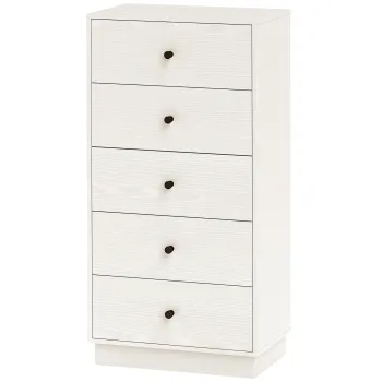 HOMCOM Comoda 5 sertare, mobilier de depozitare inalt si ingust, stil modern pentru camera de zi, living - 47x29x95cm, alb | Aosom Romania imagine