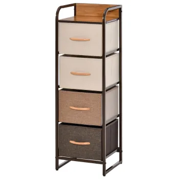 HOMCOM Comoda 5 sertare mobilier de depozitare sertar din material textil pliabil - structura otel negru - 45 x 30 x 116 cm | Aosom Romania imagine