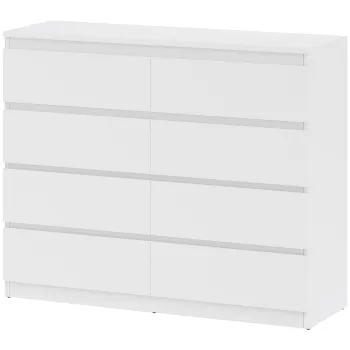 HOMCOM Comoda 8 Sertare cu Manere Canelate 120x39x100 cm Alb | Aosom Romania imagine